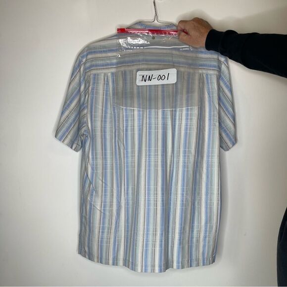 Tommy Bahama Blue-White-Gray Striped Short Sleeve Shirt in Size Medium - Picture 6 of 6